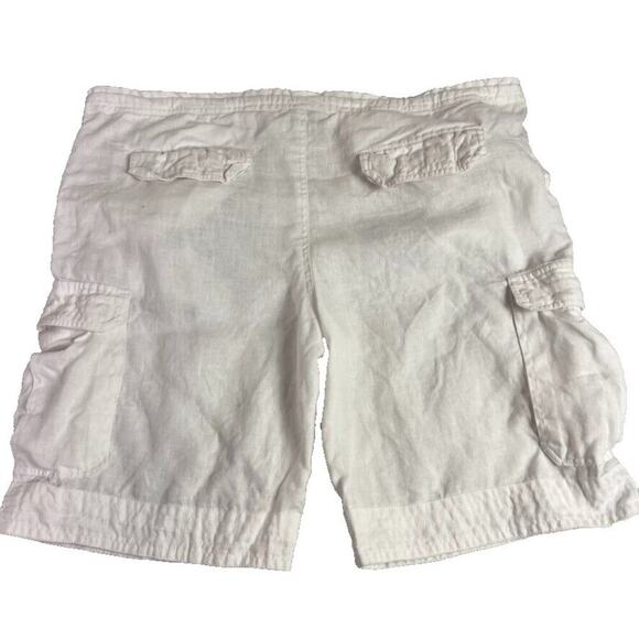Island Importer Cargo Shorts Mens Large White Cabo Linen Drawstring Pull On - Picture 2 of 12